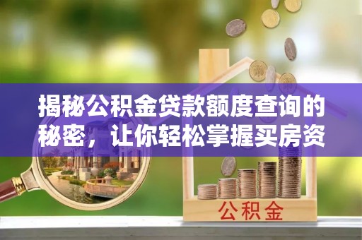 大姚揭秘公积金贷款额度查询的秘密，让你轻松掌握买房资金规划