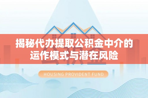 大姚揭秘代办提取公积金中介的运作模式与潜在风险